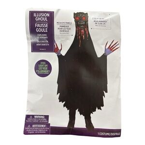 NWT Illusion Ghoul Child Costume Halloween Scary Lighted Eyes Size Large 12-14